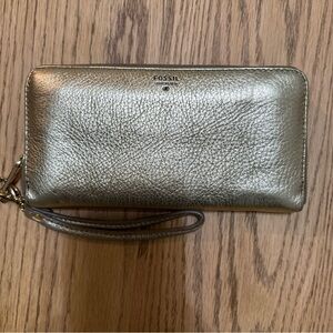 Fossil Shimmering Gold Clutch